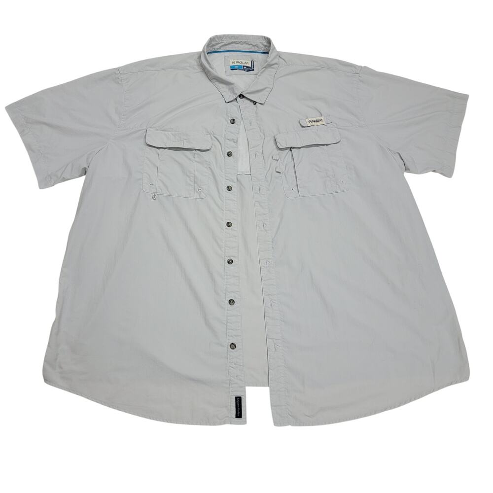 Magellan Outdoors Laguna Madre Mens 4XL Fishing Shirt Short Sleeve Gray Nylon